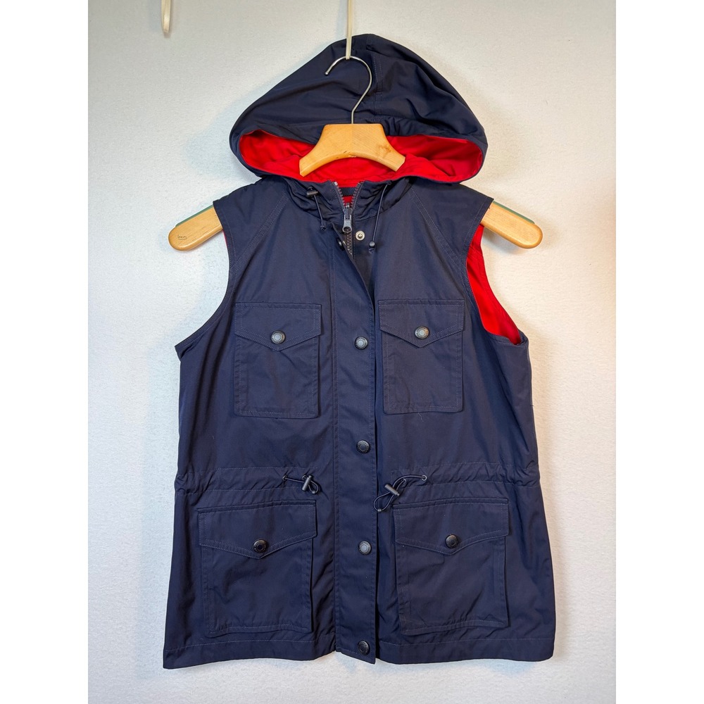 Lauren Ralph Lauren Reversible Vest Women Small Blue Red Excellent Hooded Vest